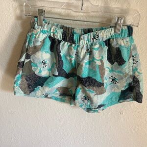 Patagonia Women's Floral Baggy Shorts in Teal and Black